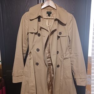 J Crew Tan Double-Breasted Trench Coat